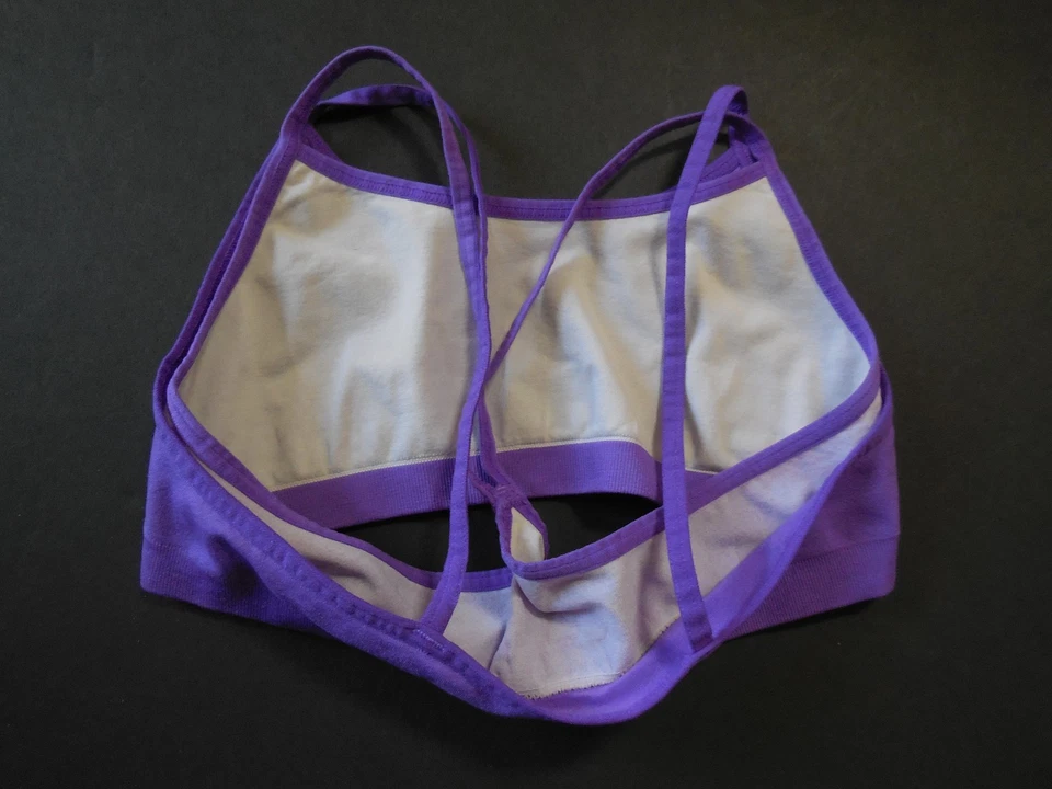 Nuevo sin etiquetas Sujetador Bloch Rosa Hilo Doble Correa Púrpura XS se adapta a Niño Mediano 8-10 Foto 3 de 4