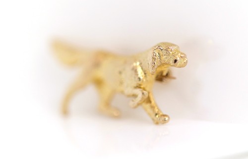333 – Broche De Perro De Oro Amarillo 8kt Detallado Fino Satinado, L: 3,4cm - Imagen 4 de 9