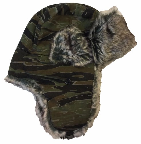 Cappello da sci uomo invernale mimetico solido soldato pelliccia sintetica cappello berretto-morbido caldo aviatore - Foto 3 di 9