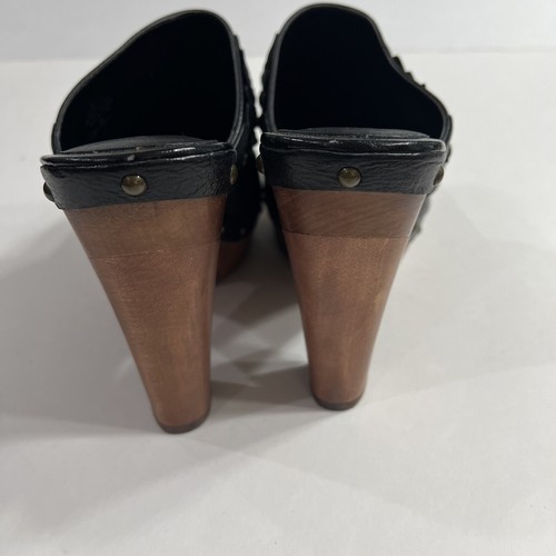 NEW Lauren Ralph Lauren Black Leather Mule Clogs SHAYLA size 9 M wood heels - Picture 6 of 6