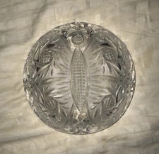 Heavy Clear Glass 4 Slot Ashtray Etched Butterfly Design