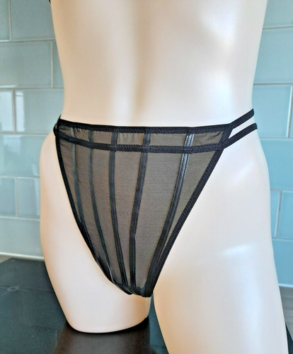 Marlies Dekkers Black Eco-leather Strap Double String Sided High Leg Thong 70787 - Afbeelding 6 van 24