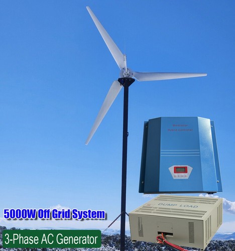 Kit generador turbina eólica 5000 W energía eólica con controlador de carga híbrido fuera de la red - Imagen 1 de 24