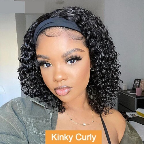 Water Wave Headband Wig Kinky Curly Human Brazilian Glueless Full Machine Remy - Imagen 26 de 29