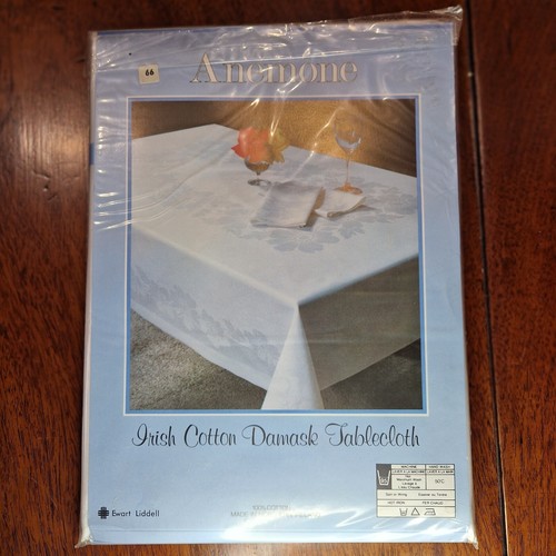 Vintage Irish Cotton Damask Tablecloth Ewart Liddell Oval 183cm x 229cm Anemone - Picture 4 of 8