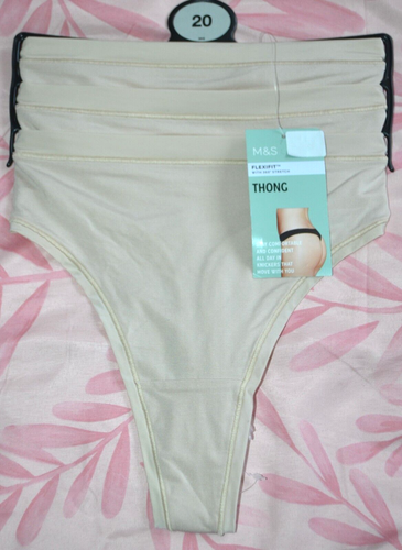 DAMEN M&S 3ER PACK BODY FLEXIFIT MODAL STRINGS SLIPS GRÖSSE 20 OPALINE - NEU MIT ETIKETT - Bild 2 von 2
