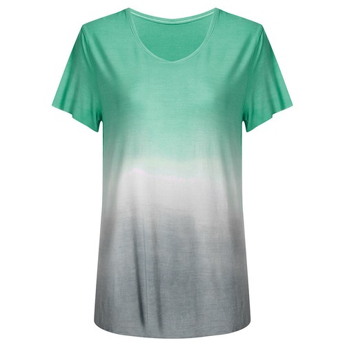 Womens Gradient T-Shirt Tops Summer Short Sleeve Casual Loose Blouse Tee Shirts - Picture 11 of 18