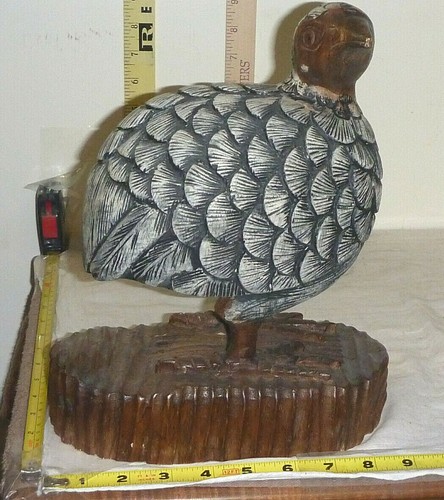 Estatuilla De Colección Hecha a Mano Madera BIRD CODORNIZ/KOOM - Tailandia ~11"H x 9"W - Imagen 5 de 12