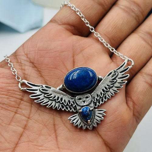 Collar hecho a mano de joyería de piedras preciosas de lapislázuli natural de... - Imagen 4 de 8