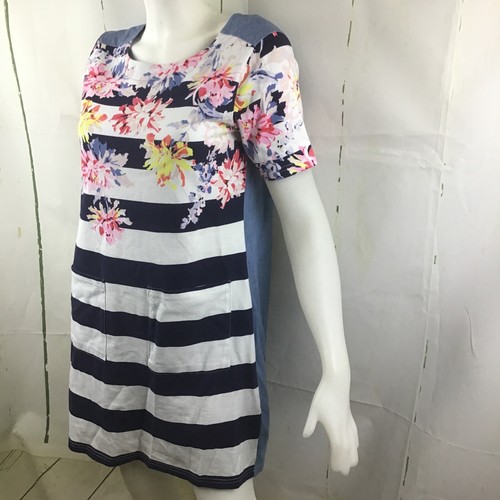 Joules Women’s“Y Seren”Cotton Blue & White Floral Striped W/Pockets Dress Sz. 10 - Picture 6 of 10