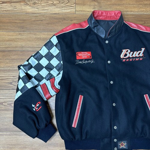 Chaqueta de bombardero universitaria reversible Chase Authentics JH de cuero Dale Earnhardt Jr L - Imagen 2 de 10