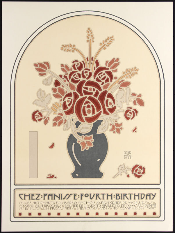 David Lance Goines 1975 Poster Chez Panisse 4th Birthday