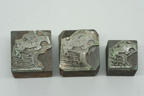 3 x Vintage Letterpress Printing Blocks - Jumping Horse and Jockey (2882) - Picture 2 of 5