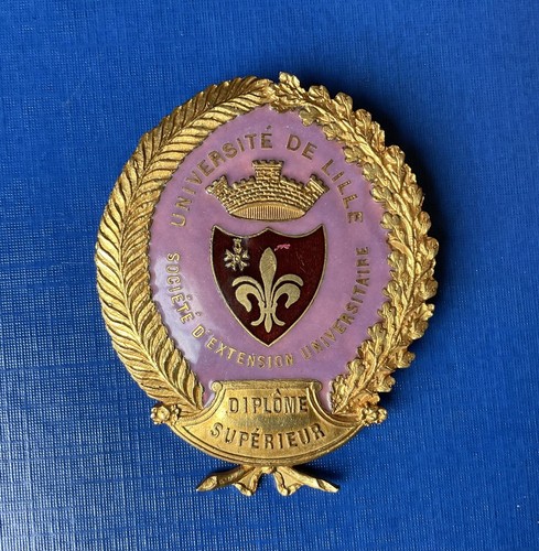 Vintage French University Universite De Lille France Pin badge Diploma School - Picture 3 of 10