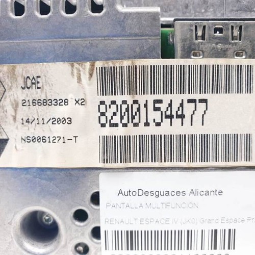8200154477 bildschirm für RENAULT ESPACE IV (JK0) GRAND PRIVILEGE 2002 1166668 - Bild 2 von 21