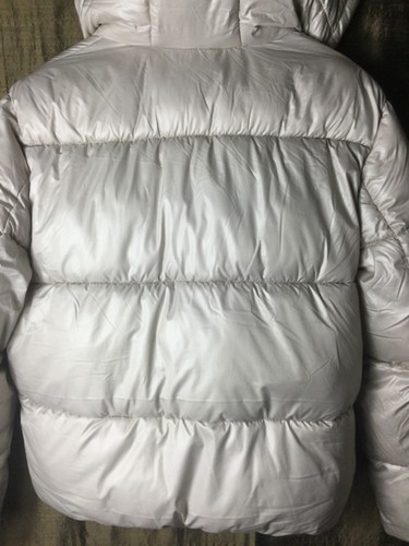H&M Women Sz M Beige Hooded Puffer Jacket - Picture 7 of 11