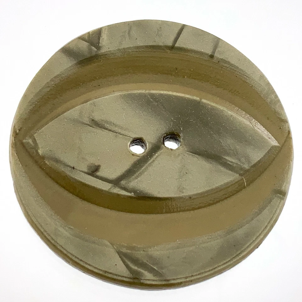 Vintage Carved Bakelite Green Color Size 1.5in Garment Button Pattern 965A - Image 2 of 4
