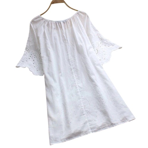 Womens V-Neck Pullover Butterfly Sleeve Solid Short Sleeve T-shirts Blouse Tops - Picture 10 of 17