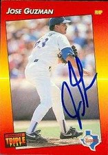 Jose Guzman autographed Baseball Card (Rangers) 1992 Donruss Triple Play #215