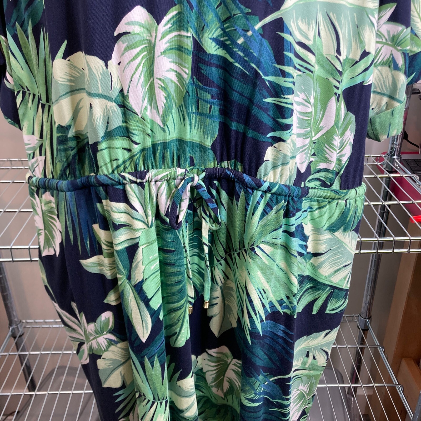 Palm Tree Print Dress Black And White