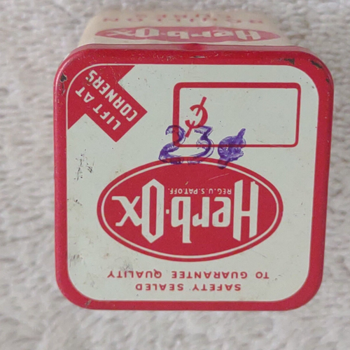 Vintage HERB OX Bouillon Cube Container 12 Cube Embossed Plastic Box Metal Lid - Picture 2 of 7