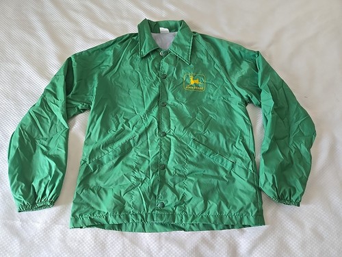 Vintage 80’s John Deere Men’s Green Windbreaker Jacket Size SMALL Made USA