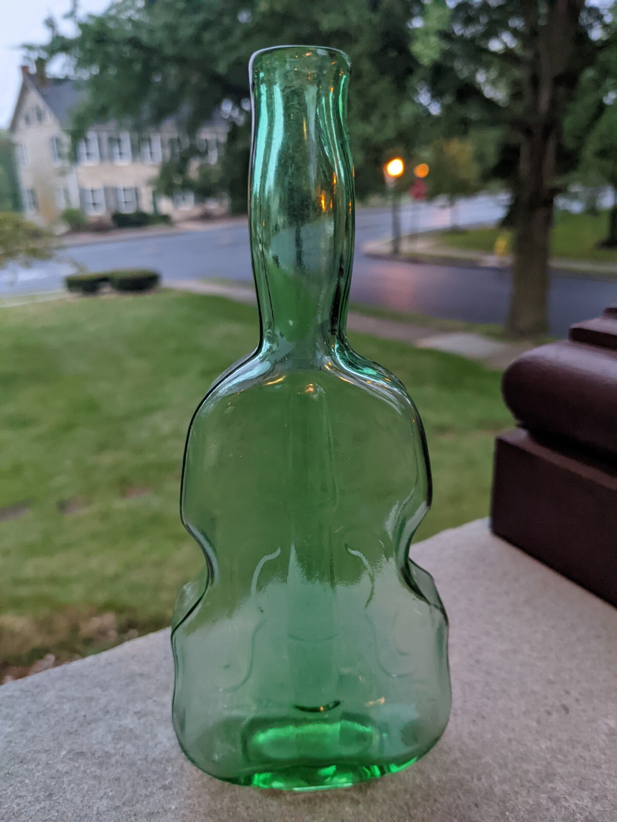 Vintage 73/8 inch tall Figural Clear To Green Glass Violin Bottle eBay