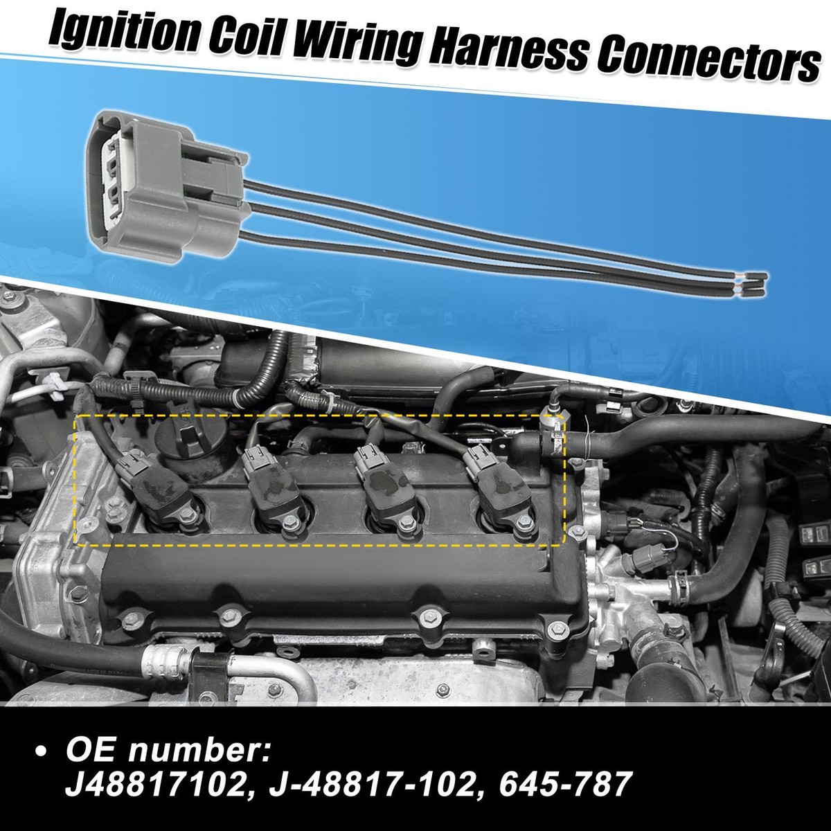 4pcs Ignition Coil Connectors Plug Wiring Harness Pigtail