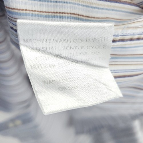 Tallia Shirt Mens Large Blue White Striped Cotton Flip Cuffs Classic Button-Up - Picture 10 of 12