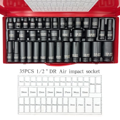 Metric Impact Socket Set 35PCS 1/2" Drive Deep 8-32mm Workshop EU - Picture 4 of 19