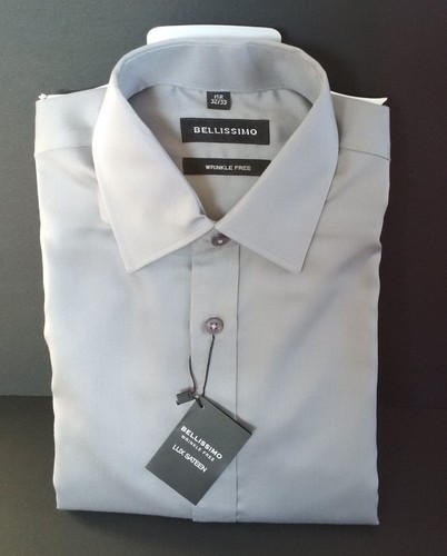 Camisa Bellissimo 15 Gris Para Hombre Manga Larga Con Botones Nueva Con Etiquetas Lote de 2 Sin Arrugas - Imagen 8 de 9