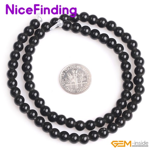 Natural Black Obsidian Round Gemstone Beads For Jewelry Making 15" 2mm Big Hole - Picture 14 of 27