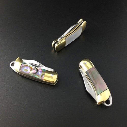 Mini Cuchillo de Bolsillo Plegable Hoja Real Llavero Manija Cuchillo de Campamento EDC - Imagen 4 de 17