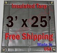 3' x 25' Insulated Poly Tarp 1/2" Foam Core Concrete Padding Wall Cushion Kiln