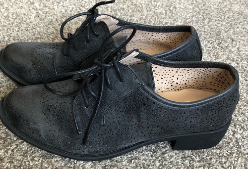 NWT 2 LIPS TOO OXFORDS LOAFERS TOO ELIZABETH Size 7 Shoes Black lace up - Picture 2 of 8