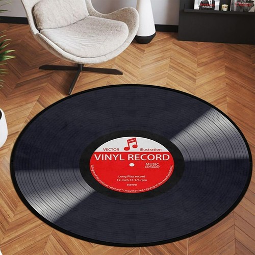 4' Round Music Record Area Rug, Washable Non-Slip Floor Mat for Home Decor - Picture 9 of 9
