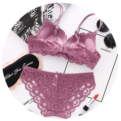 Women Lace Bra Sets Thick Padded Support Add 2 Cup Push Up Lingerie Panties Sets - Picture 29 of 55