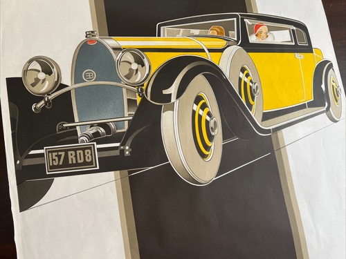 Vintage Bugatti Poster Advertisement Renee Vincent Studio Additions Paris France - Picture 6 of 18