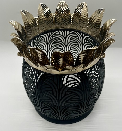 Candelabro Bath & Body Works Piña Luminaria 3 Mechas Manga Negra y Dorada - Imagen 3 de 4