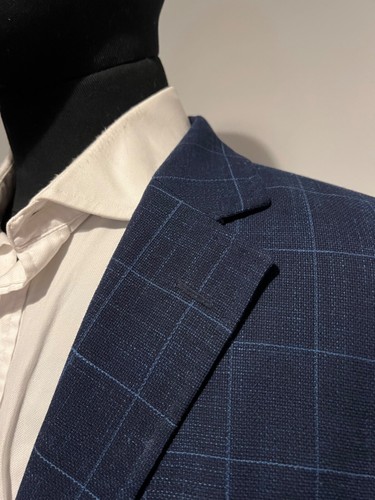 Stunning Hackett Navy Checked Hopsack Summer Jacket Size 42” RRP £650 - Picture 4 of 11