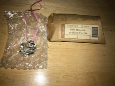 LONGABERGER Tie On & Pin Pewter Medallion 2004 Horizon of Hope 10 yrs of giving