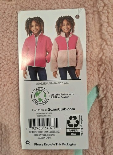 NEW W/TAGS Member's Mark Reversible Jacket Size XL 14/16 Color ~ Fuchsia Thrill - Picture 4 of 15