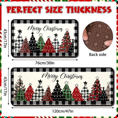 Christmas Kitchen Rugs Set of 2 Merry Christmas Kitchen Floor Mats Xmas Decor... - Picture 2 of 7