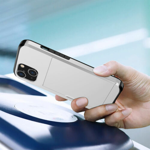 Custodia antiurto per iPhone 15 14 13 Pro Max 12 11 XS XR Slide Wallet carta di credito - Foto 21 di 131