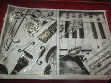 Vintage TRI-CHEM Liquid EMBROIDERY FELT - ROSES & PIANO ROSES & VIOLIN - 1980's