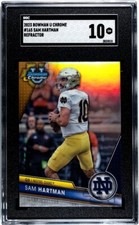 2023 Bowman Chrome U 165 Sam Hartman Refractor SGC 10 GEM MINT RC Notre Dame 