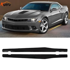 Side Skirts Extension For 2010-15 Chevy Camaro SS LS LT Gloss Black Rocker Panel