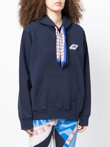 Casablanca Blue Silk Scarf Air Logo Hoodie | Size XXS FW22 $610 - Picture 5 of 8