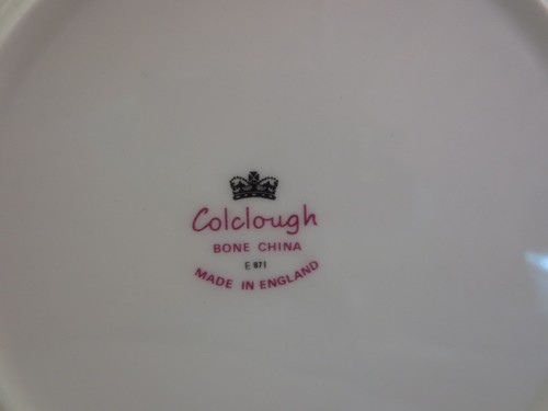 SET 6 COLCLOUGH COPPELIA BONE DESSERT TEA PLATES 6 1/4"Aqua Pink England #8378 - Picture 5 of 5