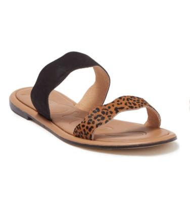 NIB Joules Aimee Snakeskin Embossed Leather Slide Sandal - Size 5 - Ocelot